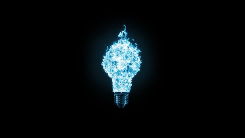 Blue Flame Light Bulb — Black