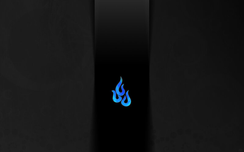 blue flame logo on black