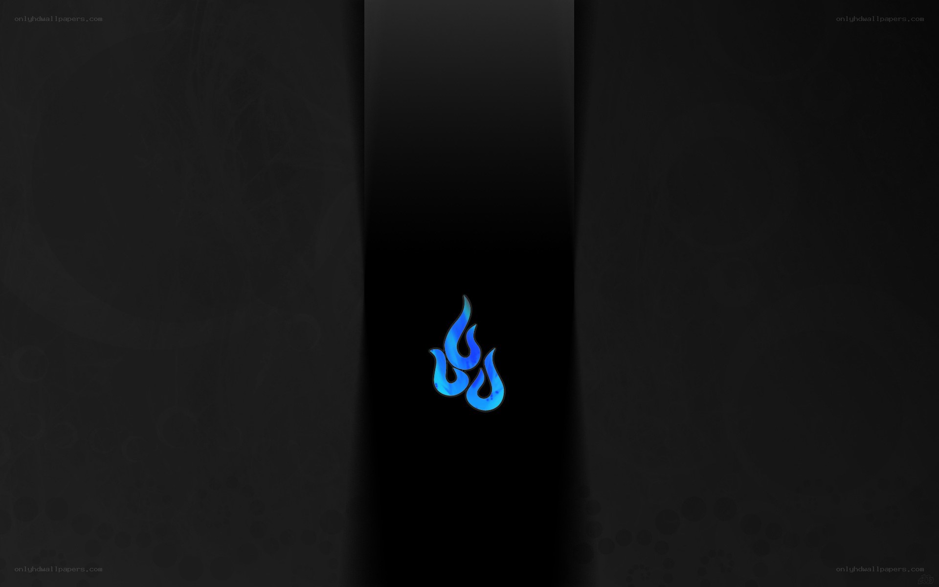 blue flame logo on black