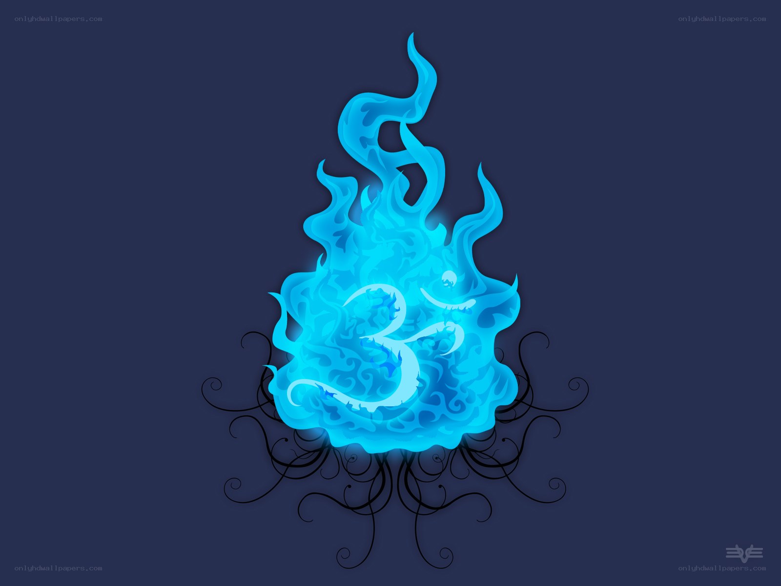 Blue flame om symbol