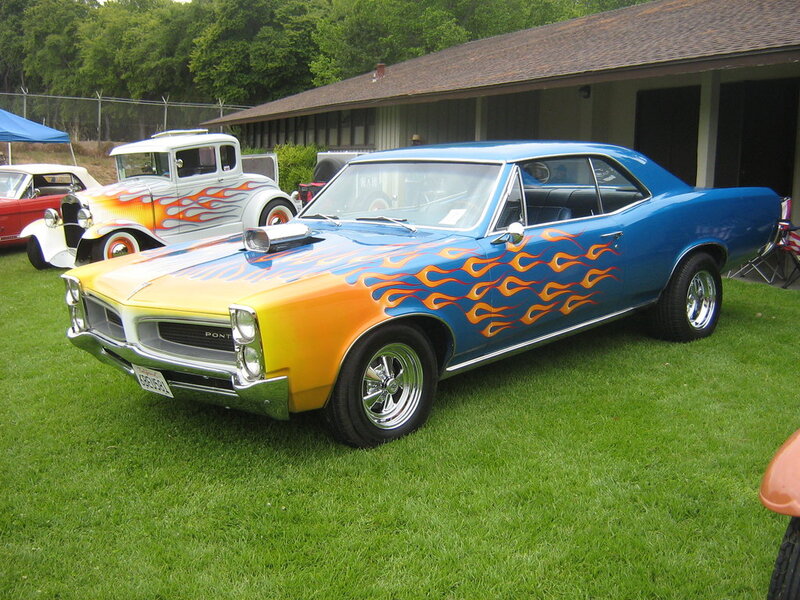 Blue Flame-painted Car — Outdoor
