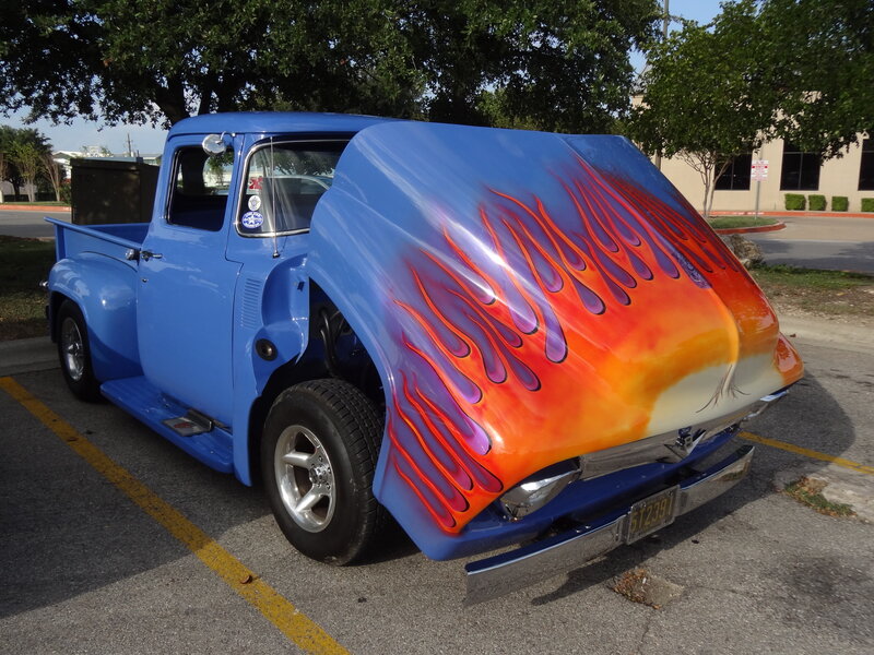 Blue Flame-painted Truck — Dramatic