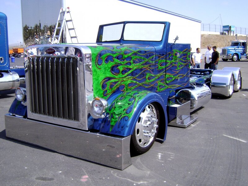 Blue Flame-painted Truck — Outdoor, Afternoon