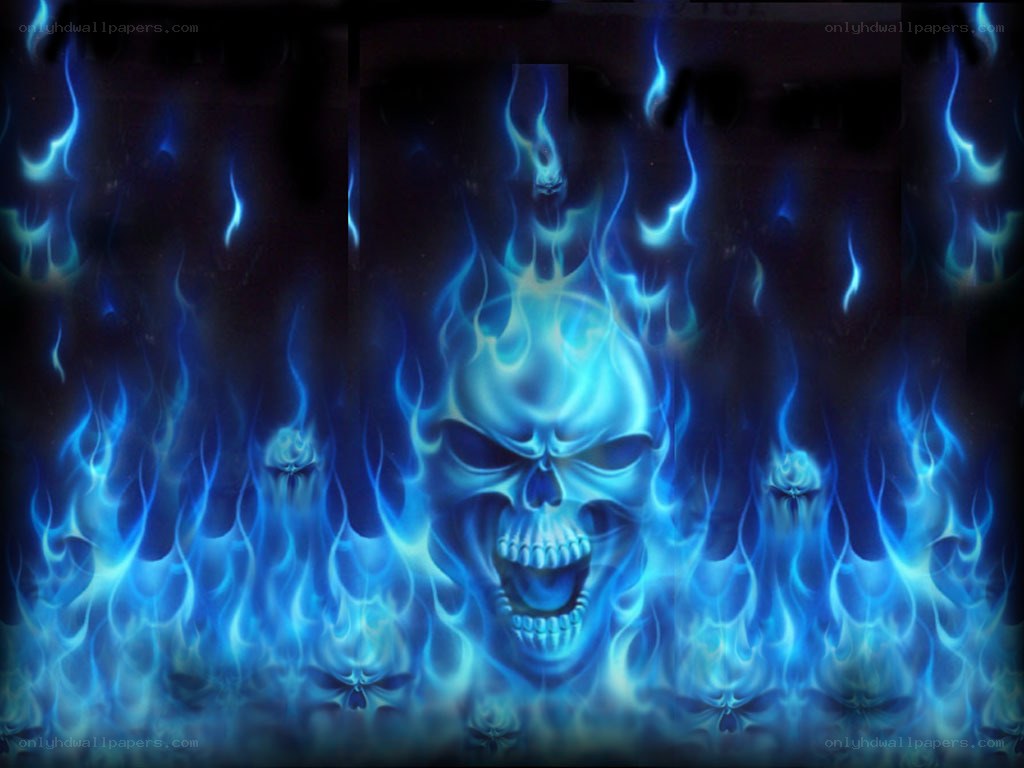 blue flame skull design