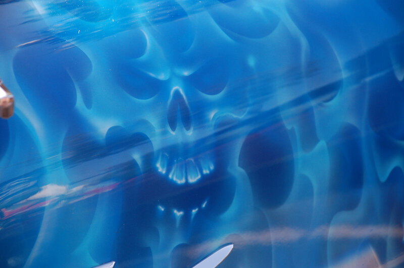 blue flame skull design