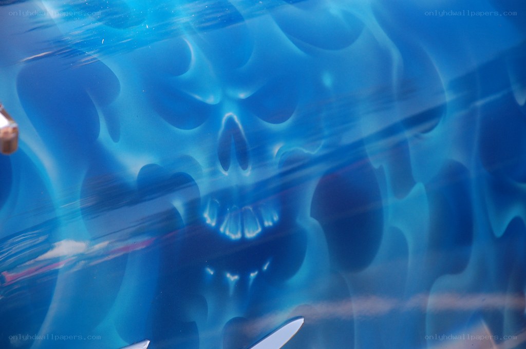blue flame skull design