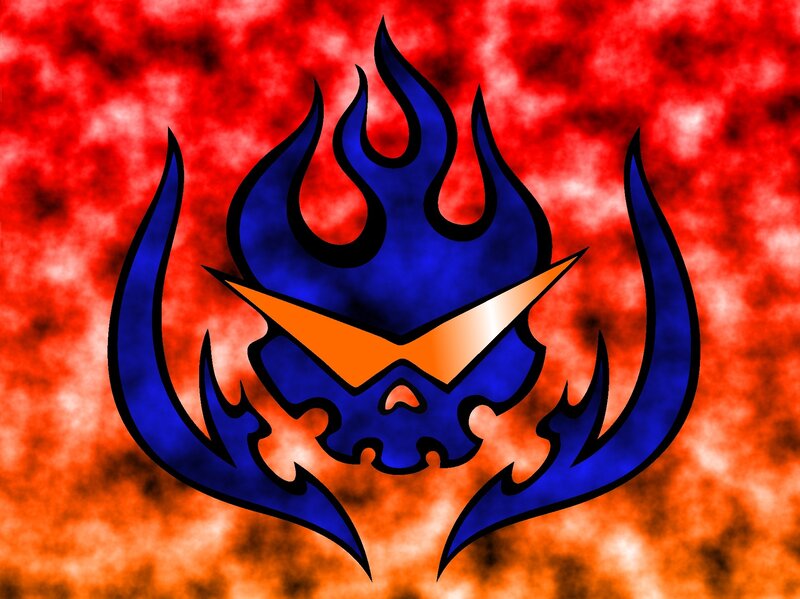 blue flame skull logo