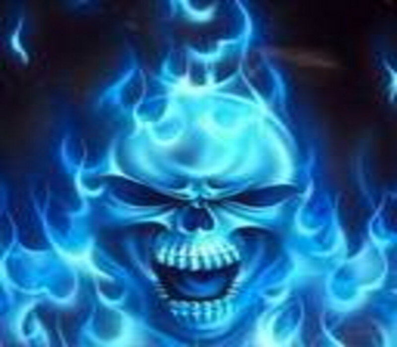 blue flame skull
