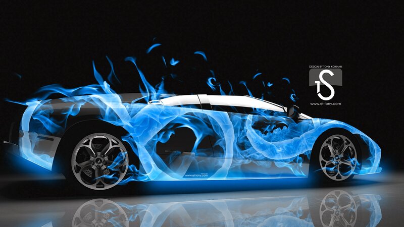 Blue flame sports car
