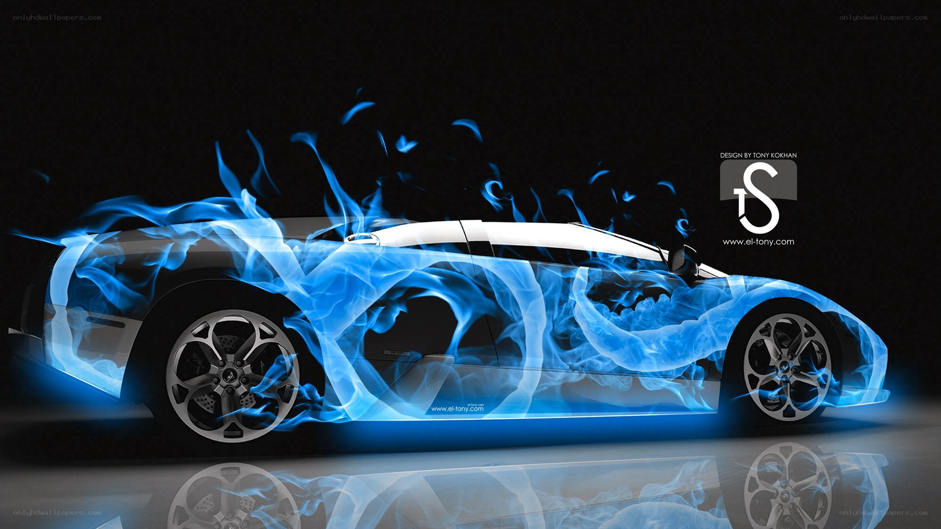 Blue flame sports car