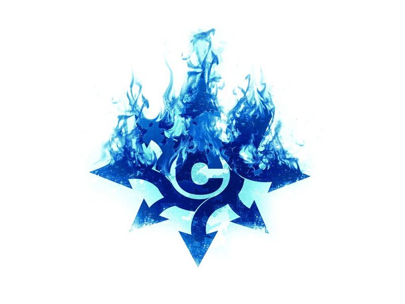 blue flame symbol logo