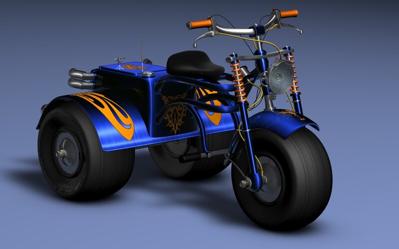 Blue flame trike motorcycle