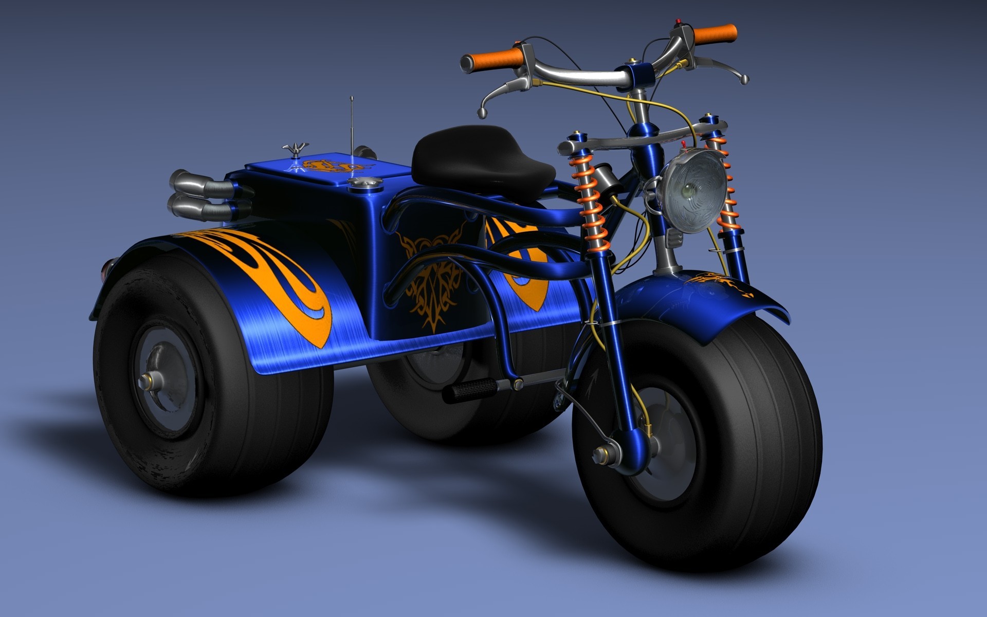 Blue flame trike motorcycle
