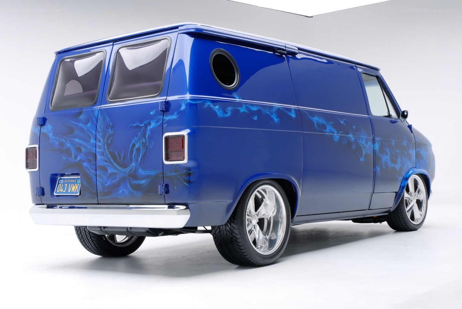 blue flame van custom paint