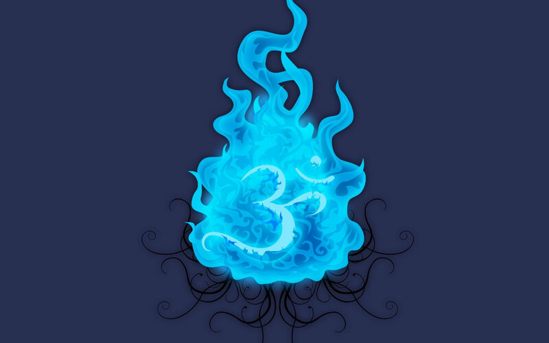 Blue Flame with Om Symbol — Mystical