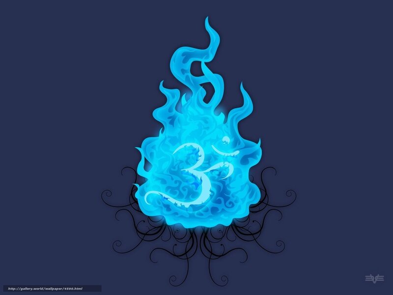blue flame with om symbol