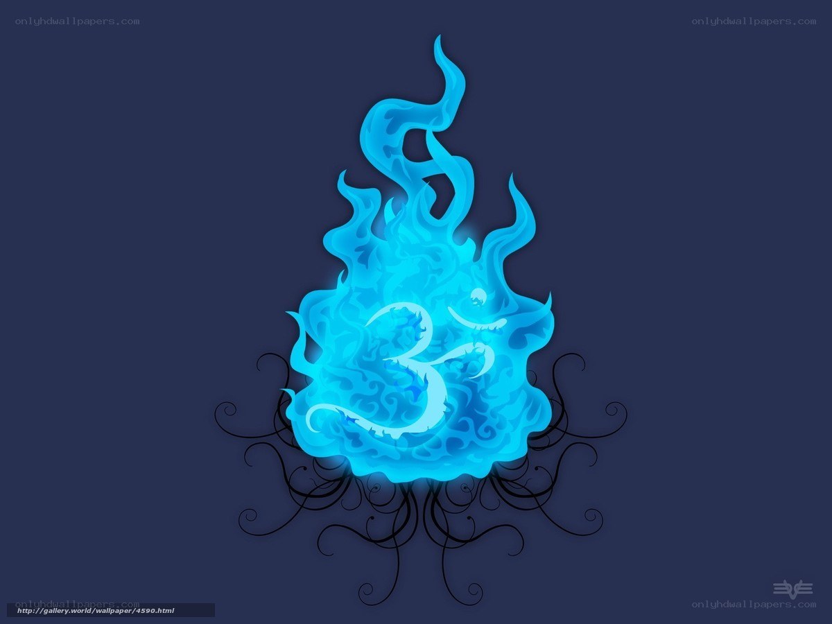blue flame with om symbol