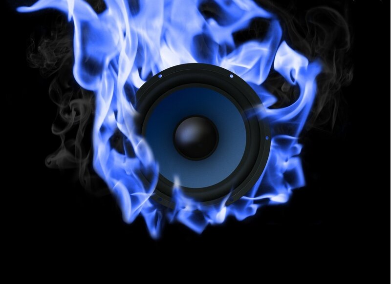 blue flames around speaker