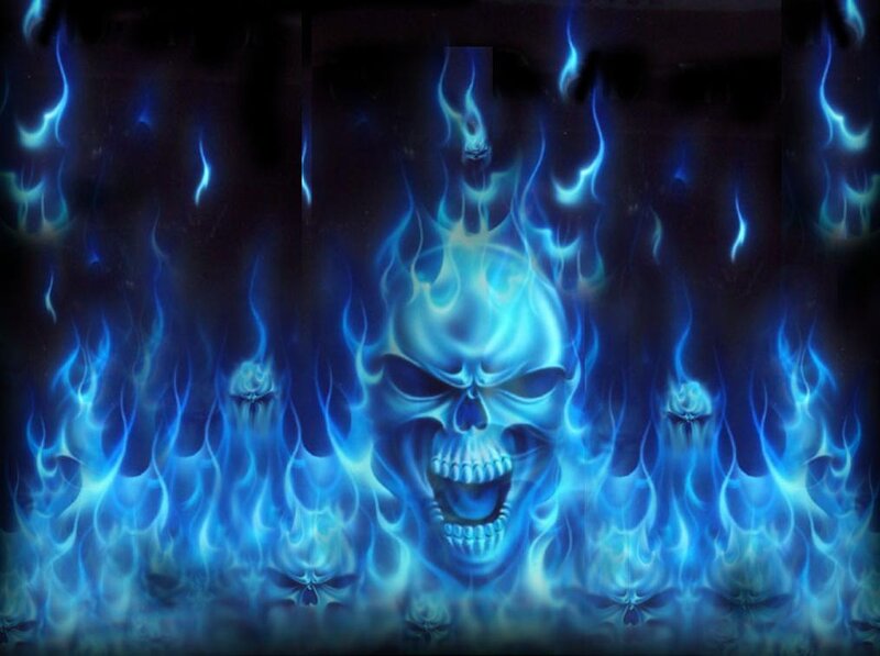 Blue Flaming Skull — Dramatic