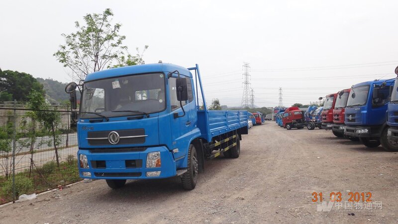 Blue Flatbed Truck — Overcast