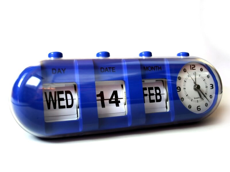blue flip clock with date