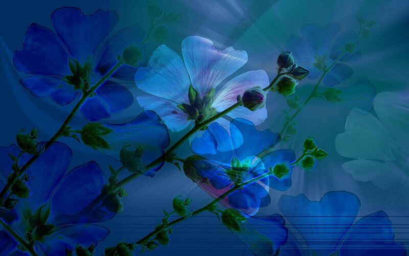 Blue floral abstract artwork