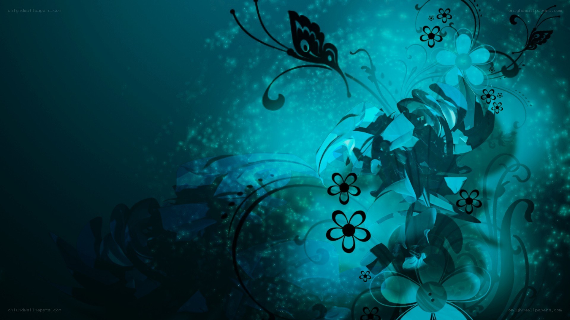 blue floral abstract background
