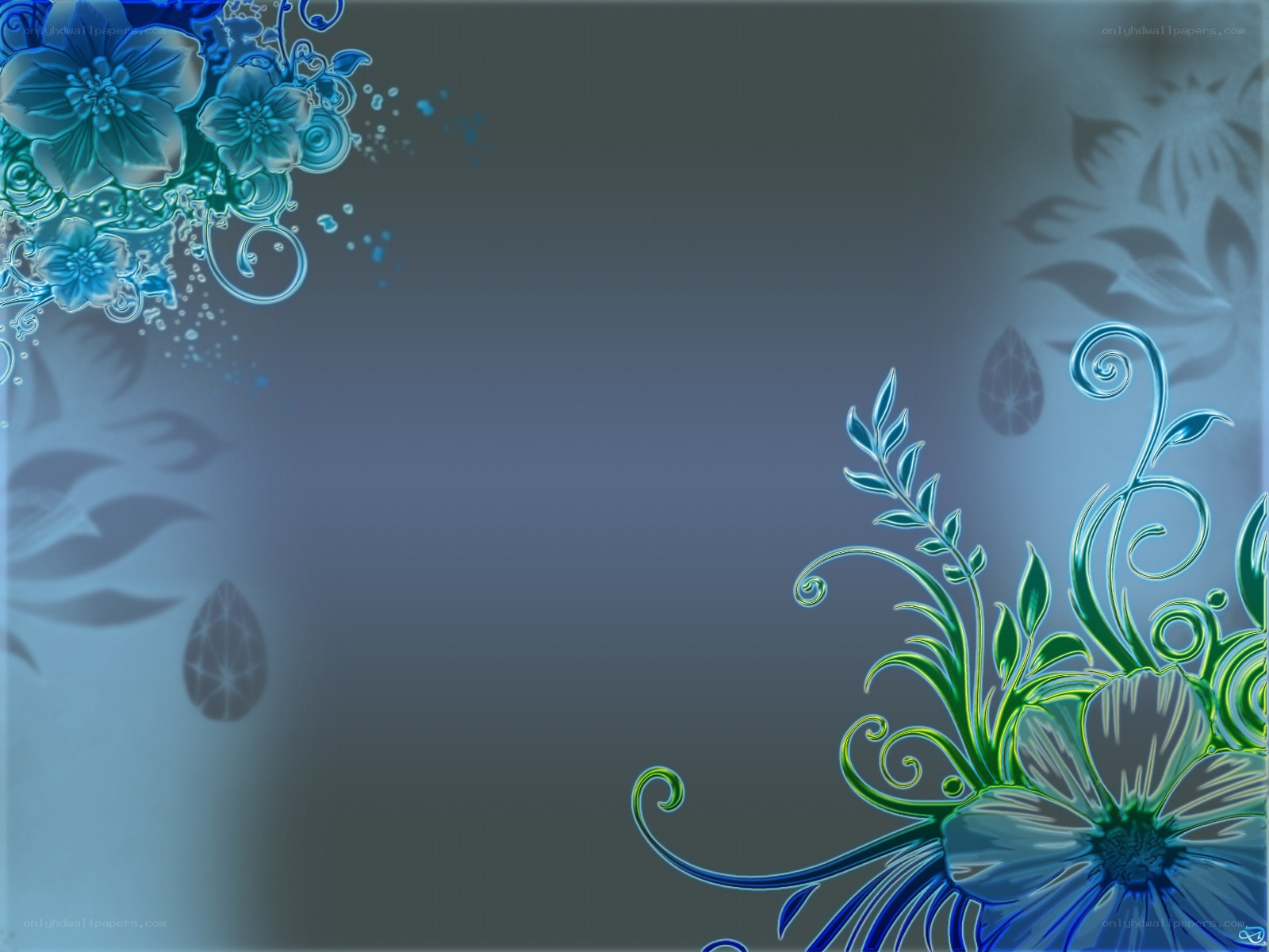 blue floral abstract background