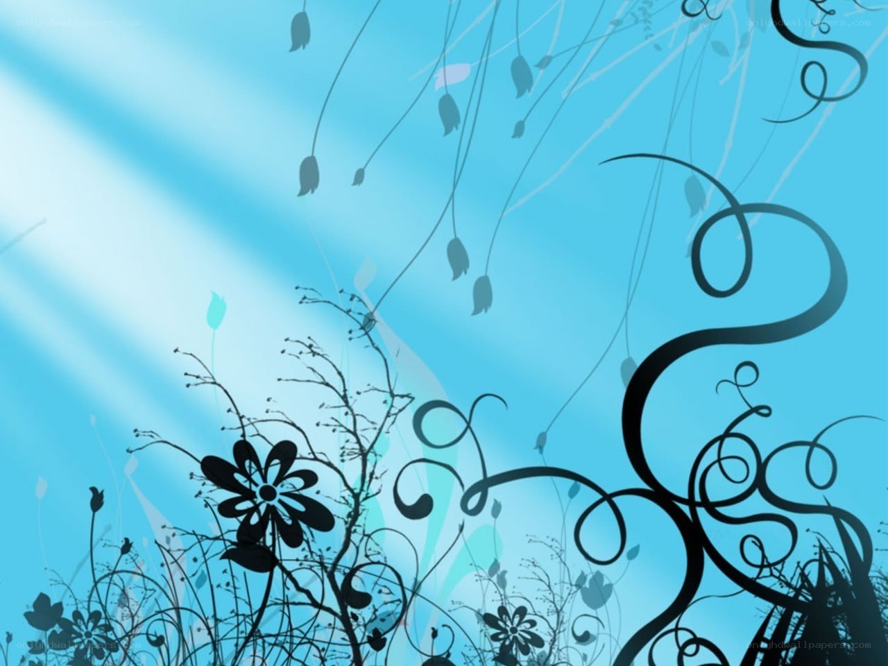 blue floral abstract background