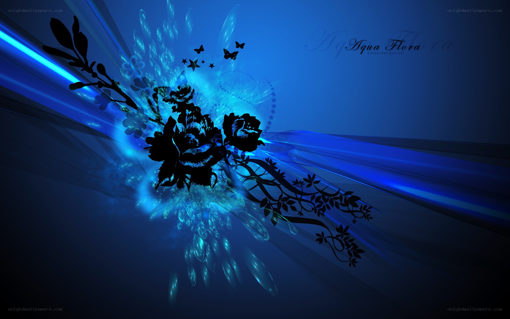 Blue floral abstract design