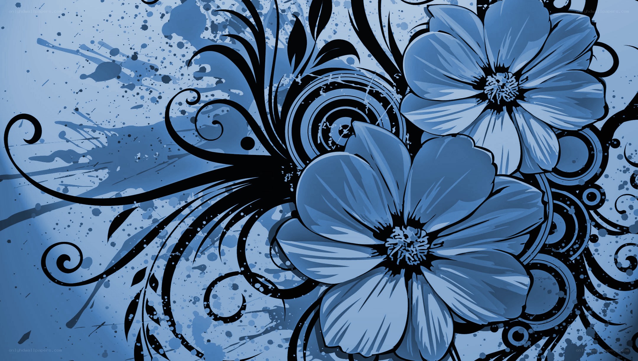 blue floral abstract design
