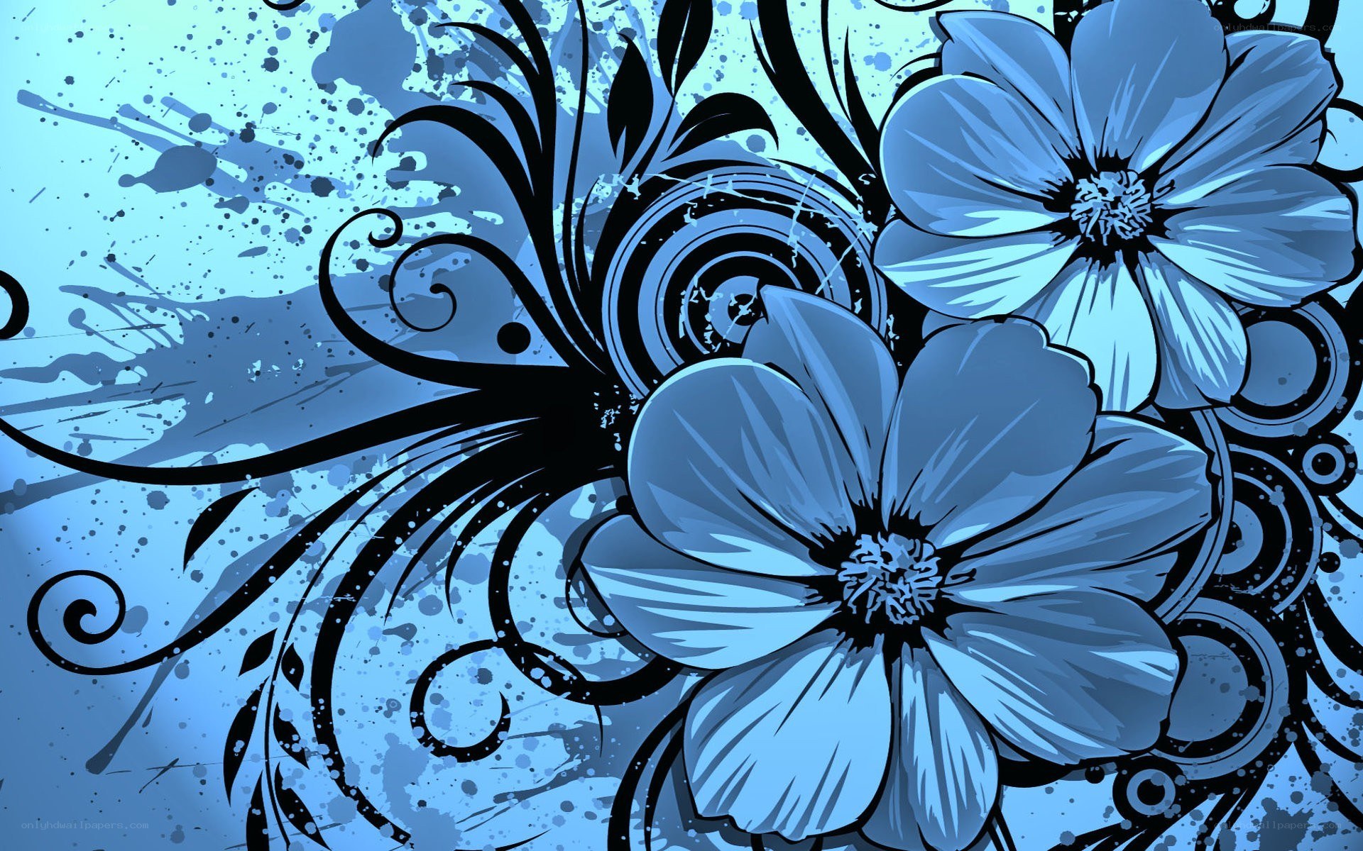 blue floral abstract design