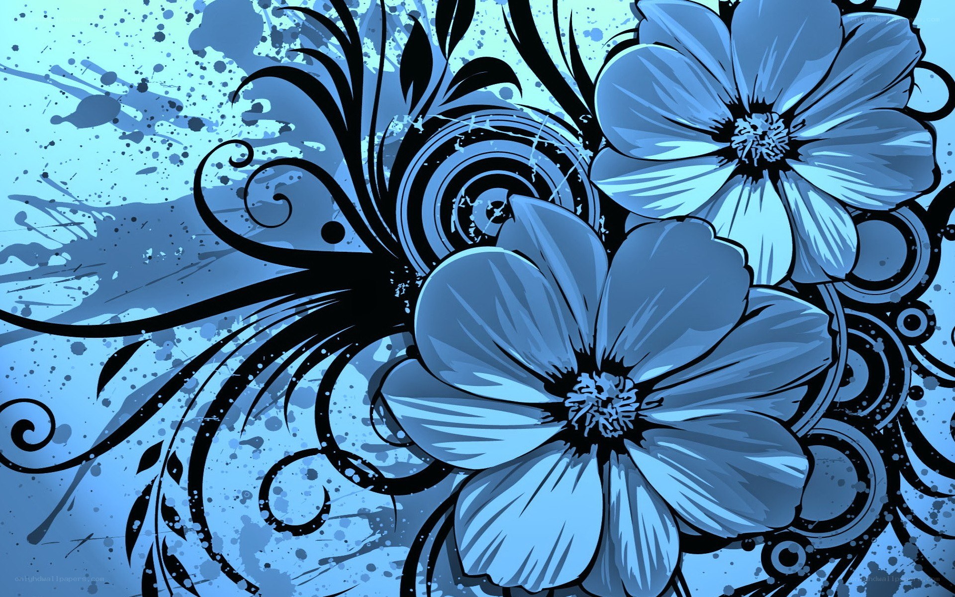 blue floral abstract design