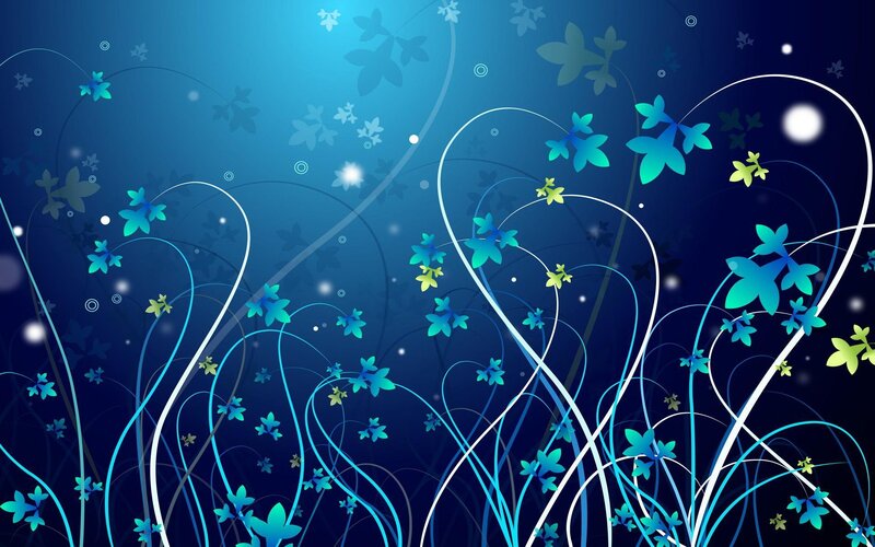 Blue Floral Abstract Design — Serene, Night