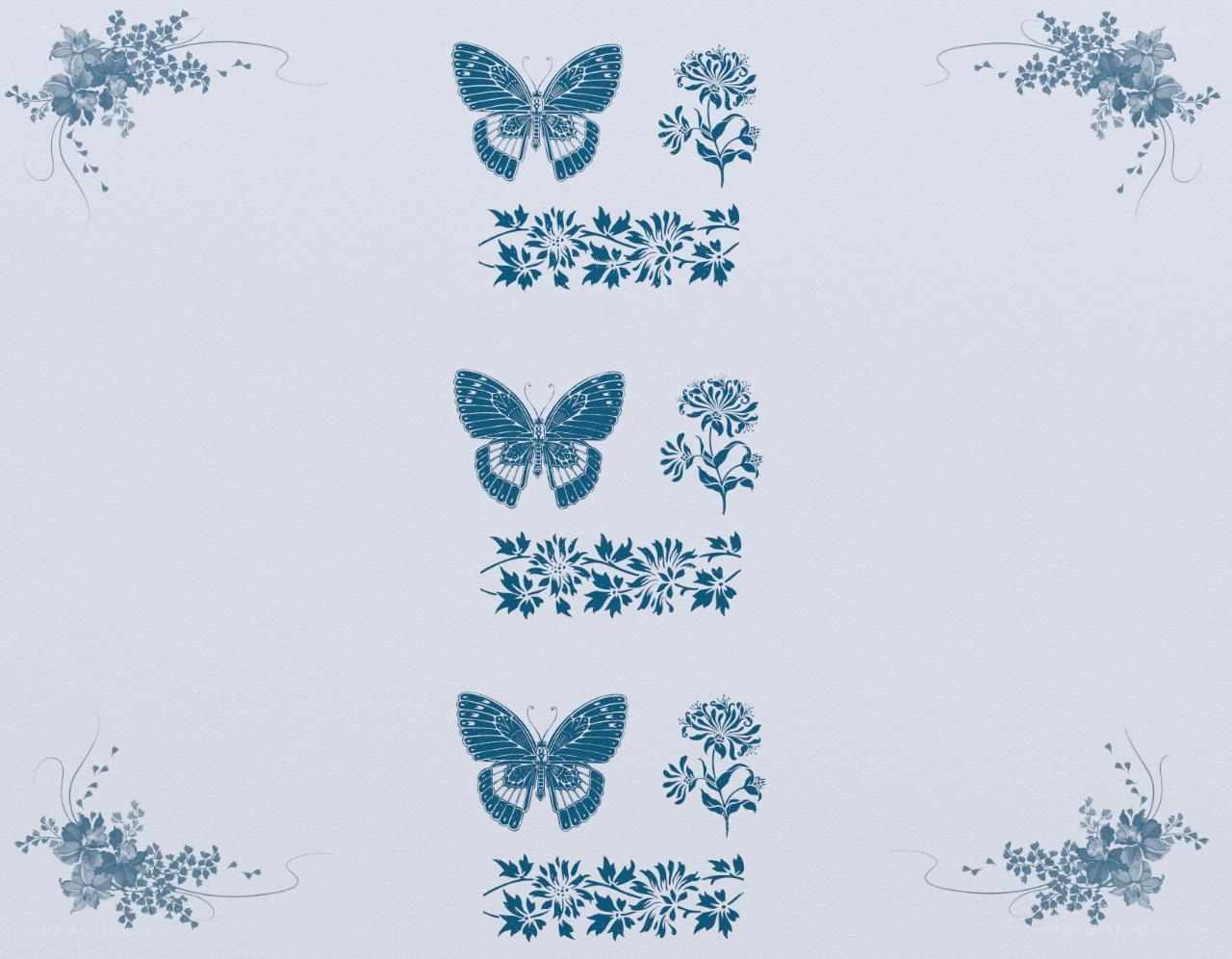 blue floral and butterfly pattern