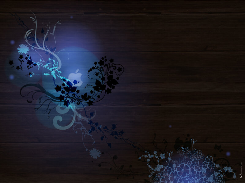 blue floral apple wallpaper