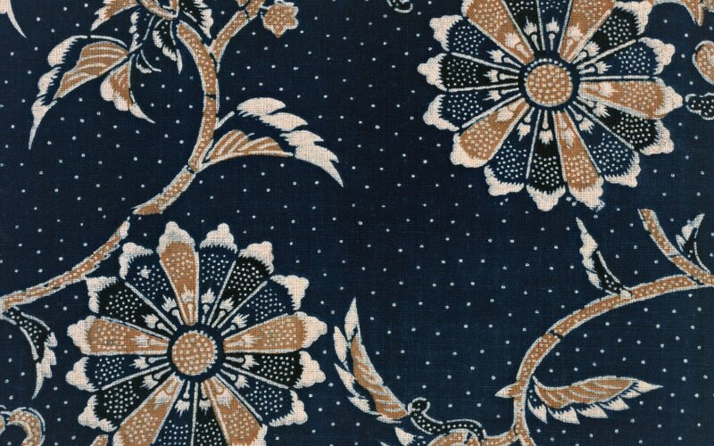 blue floral batik fabric