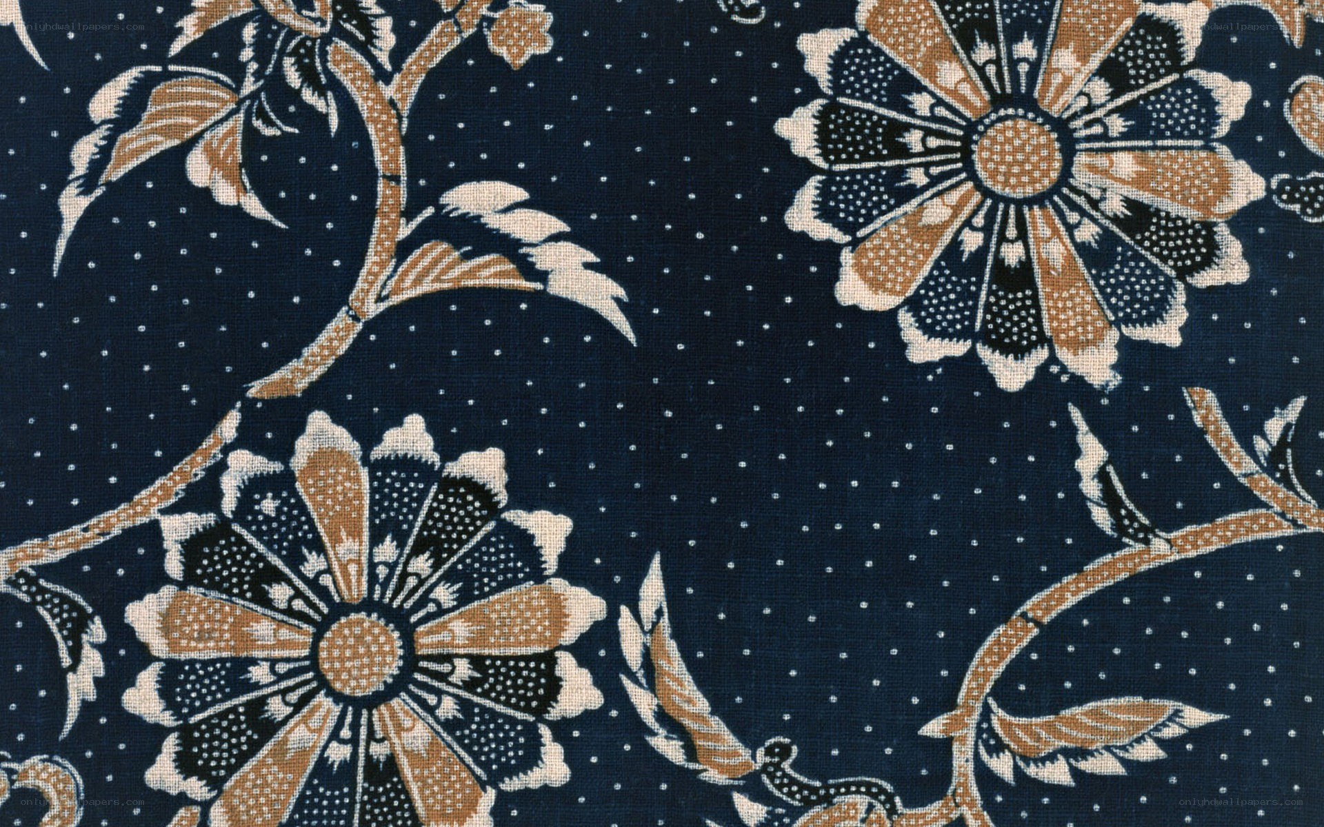 blue floral batik fabric