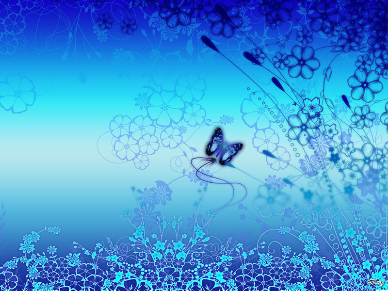 blue floral butterfly background
