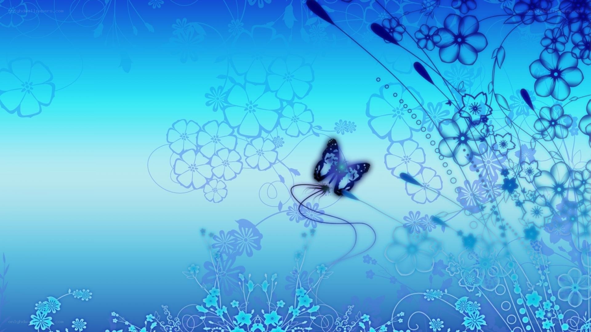 blue floral butterfly design