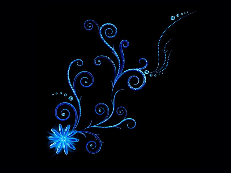 Blue Floral Design — Calm, Digital Art