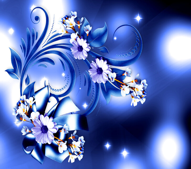 Blue Floral Design — Dreamy, Night