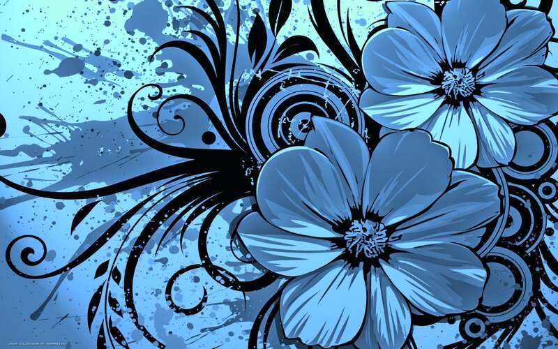 Blue Floral Design — Dynamic, Digital Art