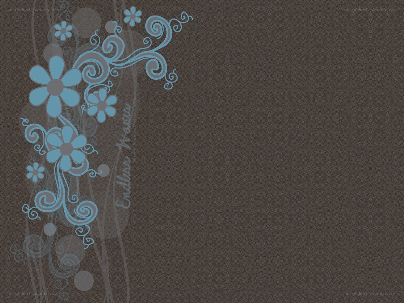 blue floral design on brown