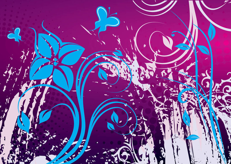 Blue Floral Design — Purple