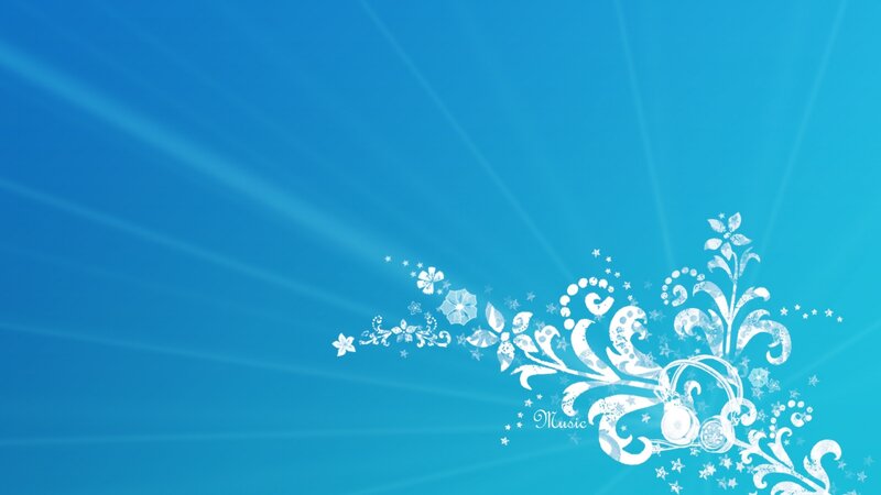 blue floral design with music theme