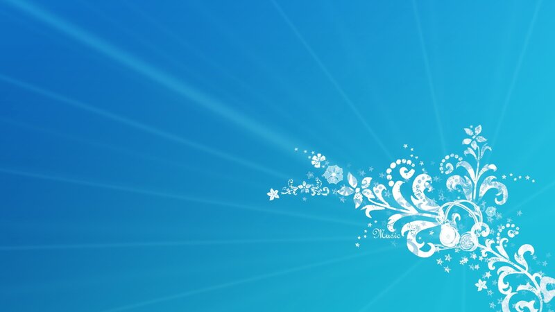 blue floral design with music theme