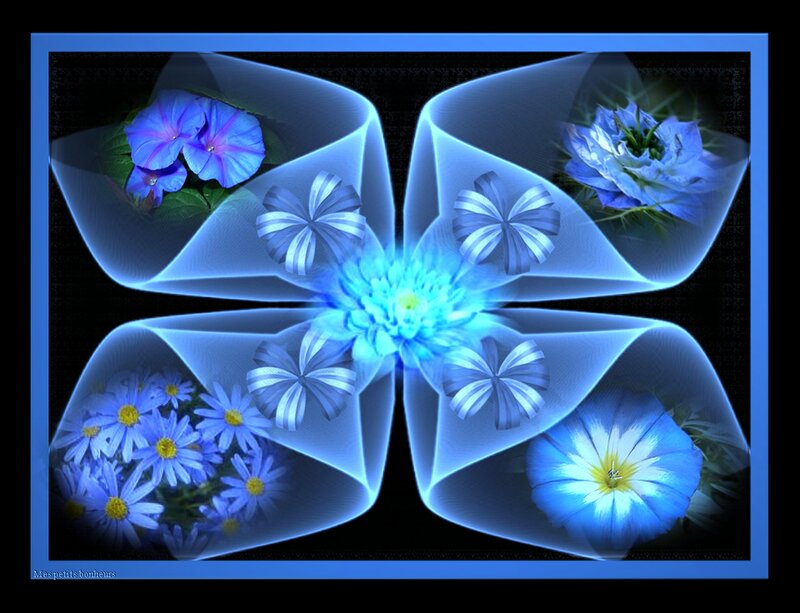 Blue Floral Digital Art