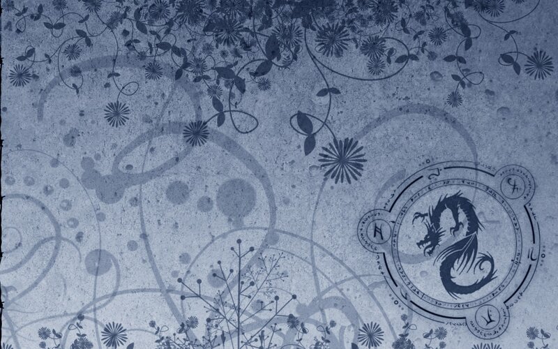 blue floral dragon design