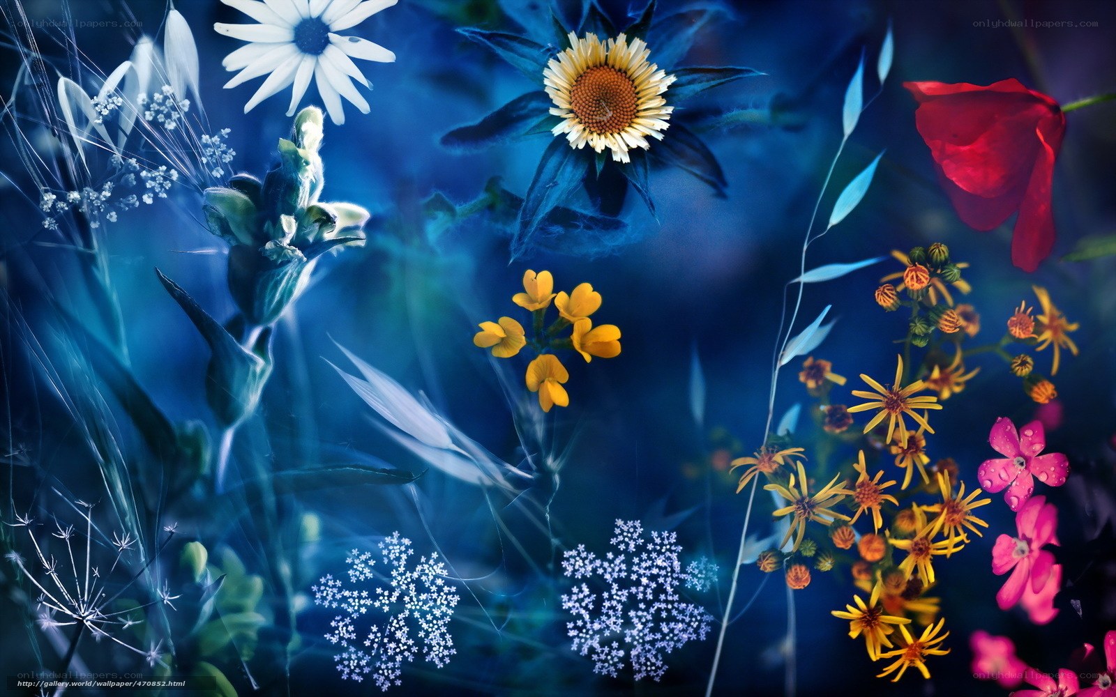 Blue floral dream landscape